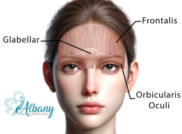 Upper face muscles for Botox infographics